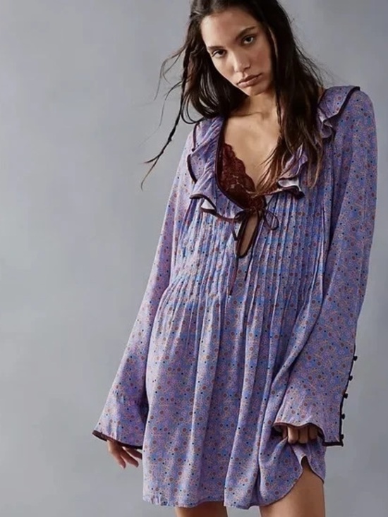 Free People Dresses & Skirts - Free People Blossom Baby Mini Dress Periwinkle